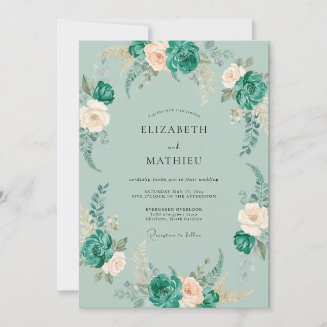 Convites Casamento Flor de Espuma Marinha Pintada (Frente)