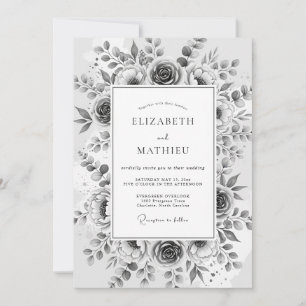 Convites Casamento Flor de Éter Cinza