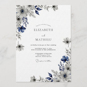 Convites Casamento Flor de Éter Naval