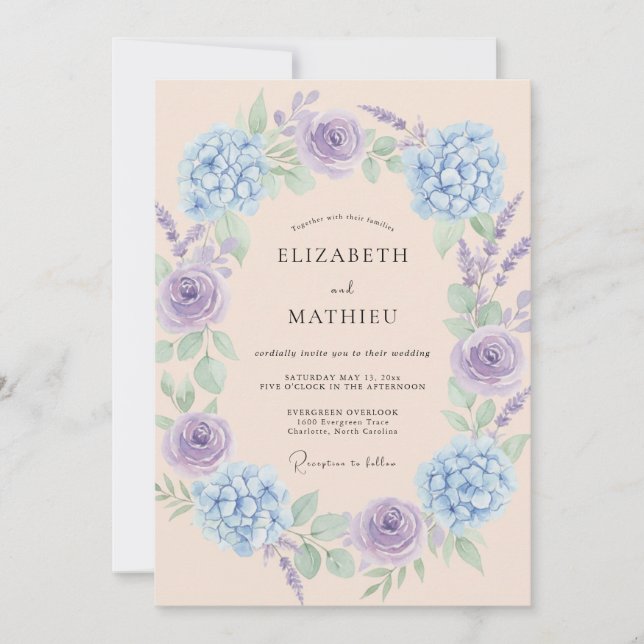 Convites Casamento Flor de Éter Periwinkle (Frente)