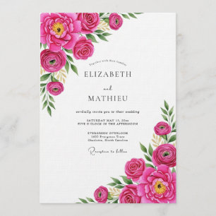 Convites Casamento Flor de Fuchsia Pintada