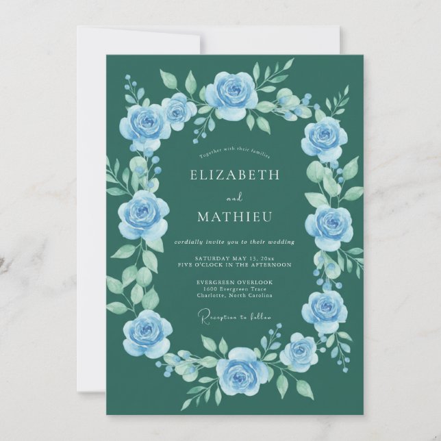Convites Casamento Flor de Gentileza Teal (Frente)