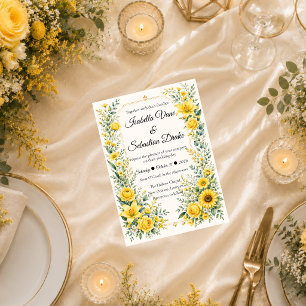 Convites Casamento Flor de Girassol do Outono Radiante