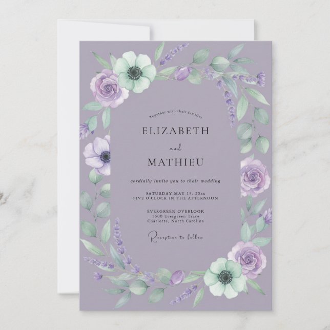 Convites Casamento Flor de Hortelã Âmbar (Frente)