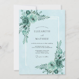 Convites Casamento Flor de Hortelã Azul-Celeste