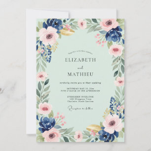 Convites Casamento Flor de Índigo Menta