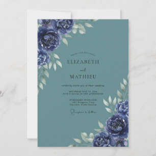 Convites Casamento Flor de Índigo Slate