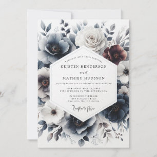 Convites Casamento Flor de Inverno Índigo