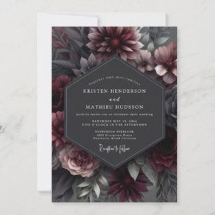 Convites Casamento Flor de Íris Garnet Sombrio