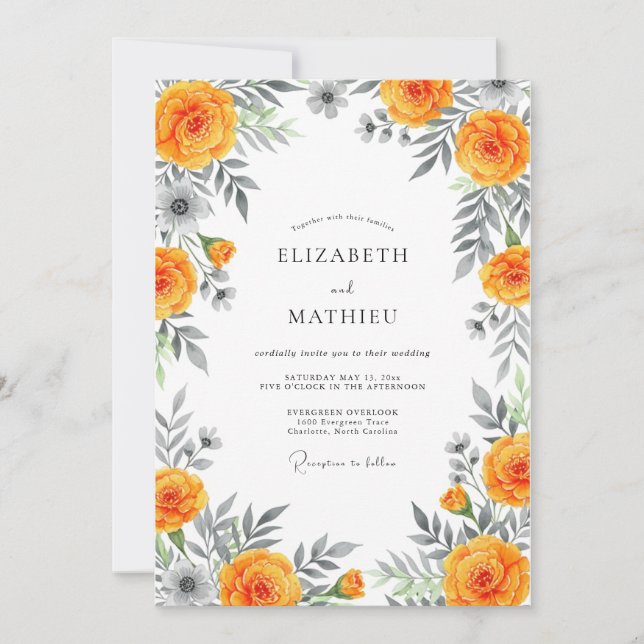 Convites Casamento Flor de Laranja (Frente)