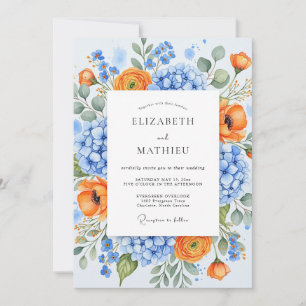 Convites Casamento Flor de Laranja Azul Verdejante