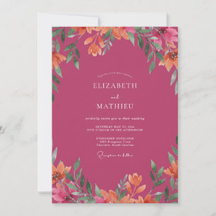 Convites Casamento Flor de Laranjeira Magenta