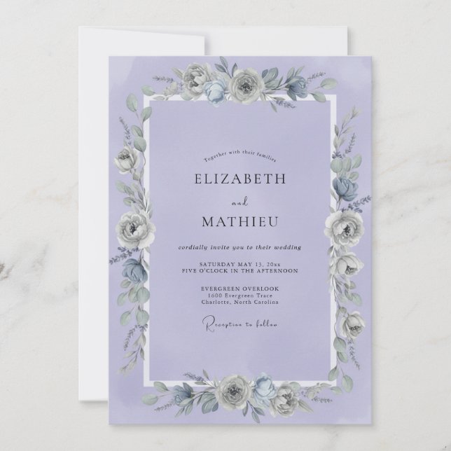 Convites Casamento Flor de Lavanda (Frente)