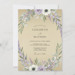 Convites Casamento Flor de Lavanda Areia
