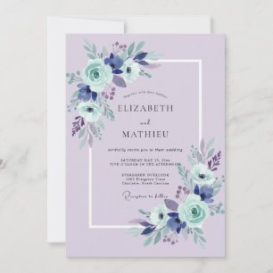 Convites Casamento Flor de Lavanda Azul