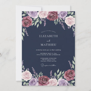 Convites Casamento Flor de Lavanda Borgonha
