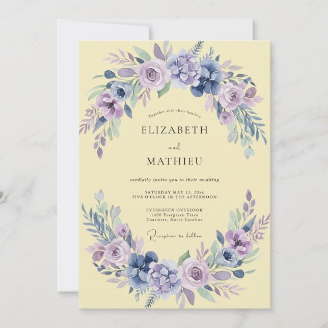 Convites Casamento Flor de Lavanda com Creme de Manteiga (Frente)