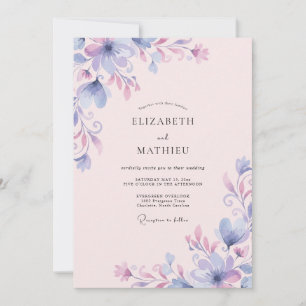 Convites Casamento Flor de Lavanda e Periwinkle