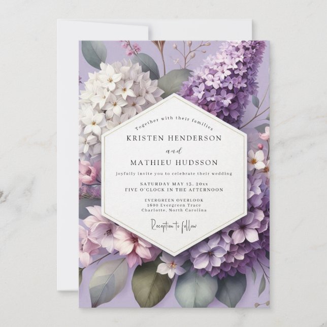 Convites Casamento Flor de Lavanda Etérea (Frente)