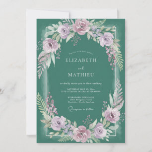Convites Casamento Flor de Lilás Azul Esverdeado Intenso