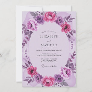 Convites Casamento Flor de Lilás Magenta