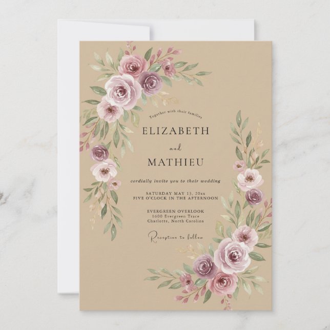 Convites Casamento Flor de Lilás Tóxico (Frente)