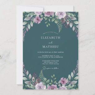 Convites Casamento Flor de Lilás Turquesa
