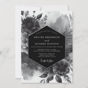 Convites Casamento Flor de Luxo Preto