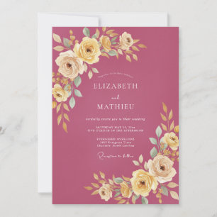 Convites Casamento Flor de Magenta Empoeirada