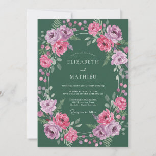 Convites Casamento Flor de Magenta Ranunculus Eucalipto