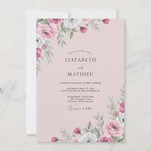 Convites Casamento Flor de Magenta Rosa Malva