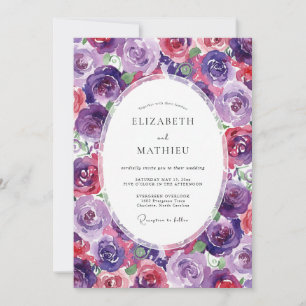 Convites Casamento Flor de Magenta Roxo