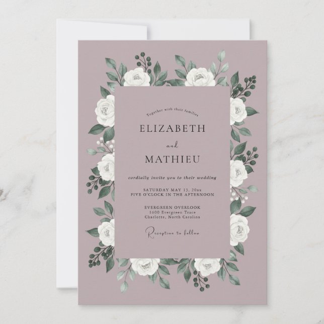 Convites Casamento Flor de Malva (Frente)