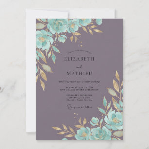 Convites Casamento Flor de Malva Azul-Celeste