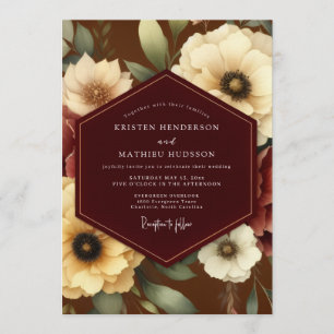 Convites Casamento Flor de Marfim Borgonha