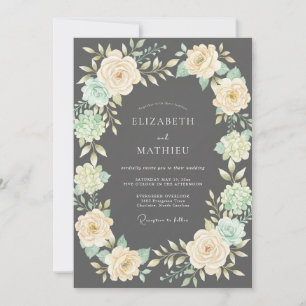 Convites Casamento Flor de Marfim Carvão