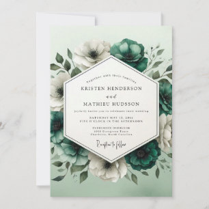 Convites Casamento Flor de Marfim Verde-água