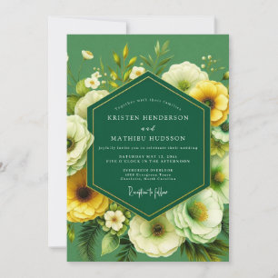 Convites Casamento Flor de Marigold Esmeralda