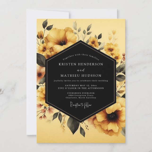 Convites Casamento Flor de Marigold Vesperal (Frente)
