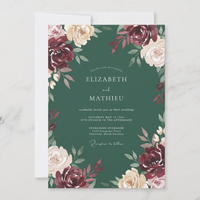 Convites Casamento Flor de Marrom Floresta (Frente)