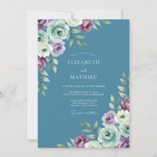 Convites Casamento Flor de Mauve Aço