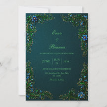 Casamento Flor de Meia-Noite Dourada Teal