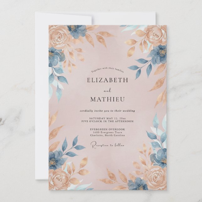 Convites Casamento Flor de Milho Champanhe (Frente)