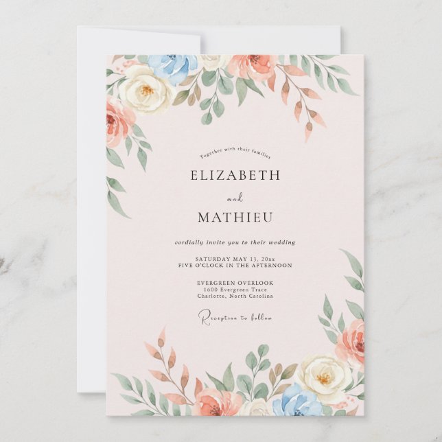 Convites Casamento Flor de Milho Rubor (Frente)
