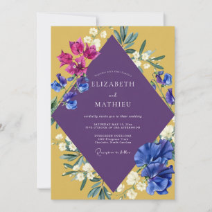 Convites Casamento Flor de Mostarda Roxa
