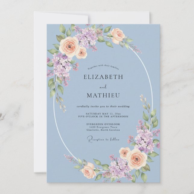 Convites Casamento Flor de Murmurar de Tomilho Azul (Frente)