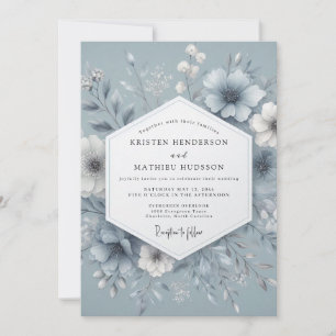 Convites Casamento Flor de Névoa Azul Ardesia