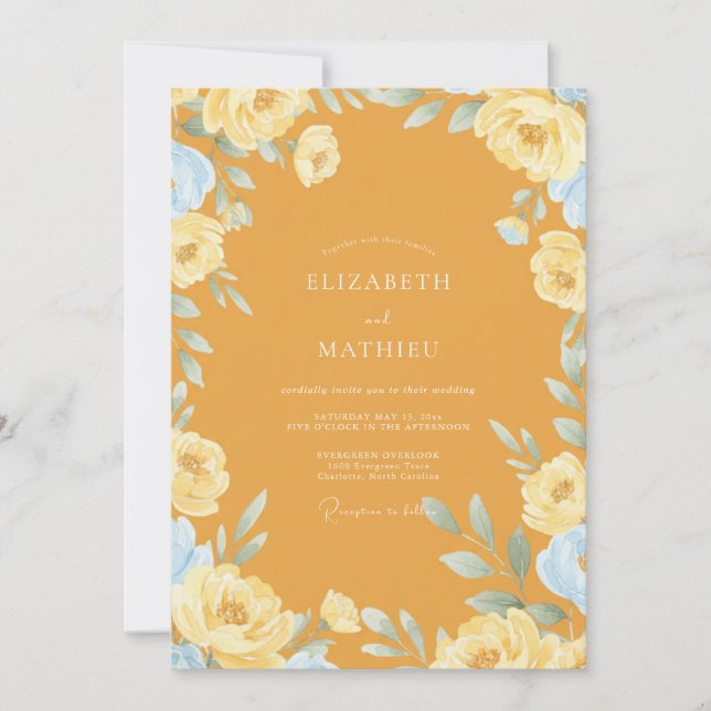 Convites Casamento Flor de Ocre (Frente)