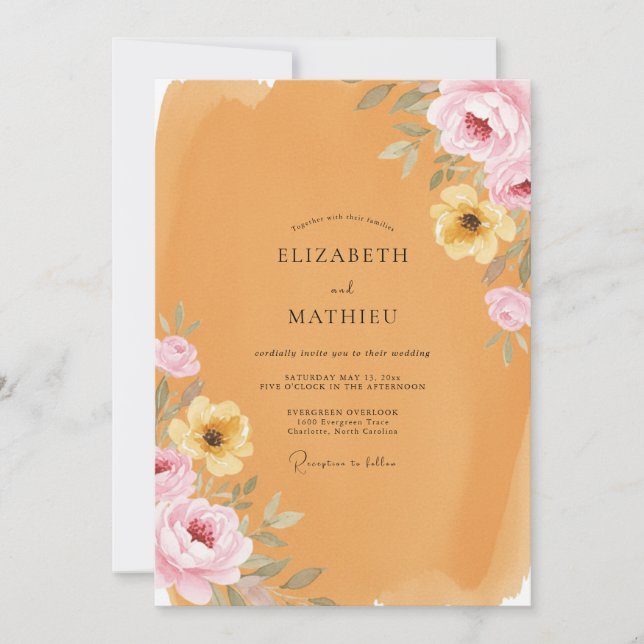 Convites Casamento Flor de Ocre (Frente)