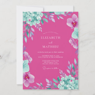 Convites Casamento Flor de Orquídea Magenta
